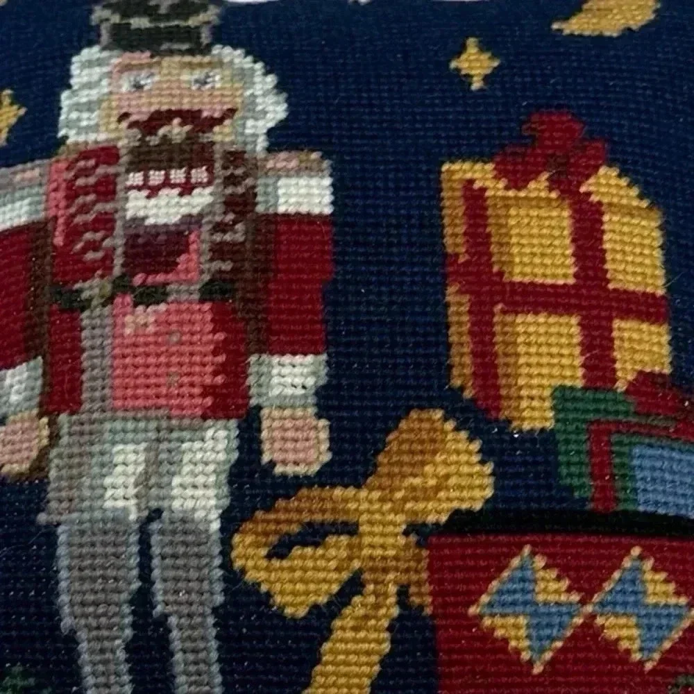 Nutcracker Needlepoint Small Decorative Pillow